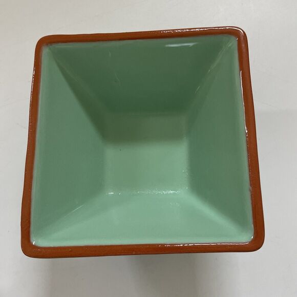 Crate & Barrel Set of Four Square Bowls Made in Portugal Southwestern Pottery - Picture 8 of 10